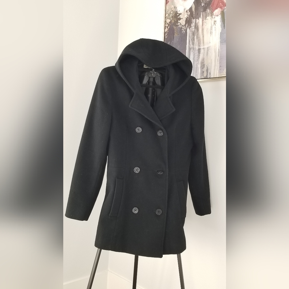 Black wool Peacoat